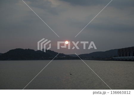 Bicycle path along the Geumgang River 136663812