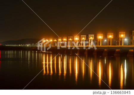 Bicycle path along the Geumgang River Bicycle path along the Geumgang River 136663845