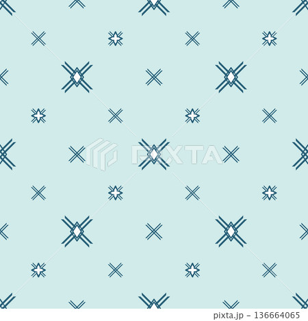 Minimal Geometric Seamless Pattern with Abstract Blue Cross Symbols Minimal Geometric Seamless Pattern with Abstract Blue Cross Symbols 136664065