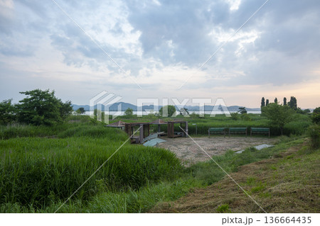 Bicycle path along the Geumgang River Bicycle path along the Geumgang River 136664435