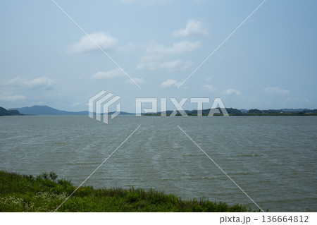 Bicycle path along the Geumgang River Bicycle path along the Geumgang River 136664812