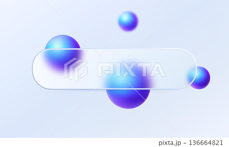 Light glassmorphism banner with blue purple gradient spheres 136664821