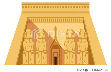 Ancient temple cartoon icon. Egyptian stone sculpture 136664970