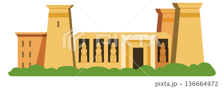 Egyptian building. Ancient historical architecture color icon Egyptian building. Ancient historical architecture color icon 136664972