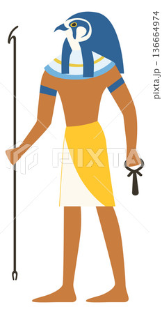 Egyptian god drawing. Ancient african mythology character Egyptian god drawing. Ancient african mythology character 136664974