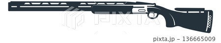 Shotgun black icon. Hunting firearm. Gun silhouette Shotgun black icon. Hunting firearm. Gun silhouette 136665009