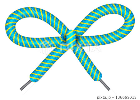 Tied cord bow. Realistic green shoelace thread Tied cord bow. Realistic green shoelace thread 136665015