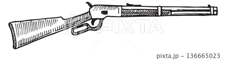 Old rifle drawing. Western style weapon doodleのイラスト素材 [136665023] - PIXTA