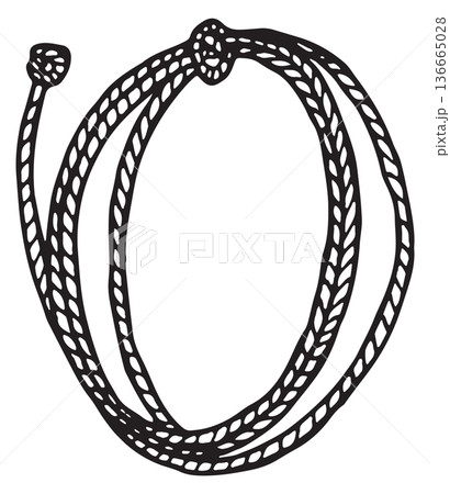 Lasso doodle. Cowboy rope round shape drawing Lasso doodle. Cowboy rope round shape drawing 136665028