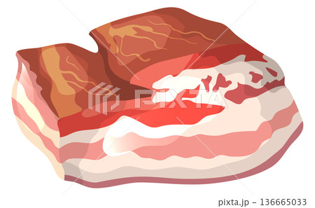 Raw bacon cartoon icon. Pork belly meat Raw bacon cartoon icon. Pork belly meat 136665033