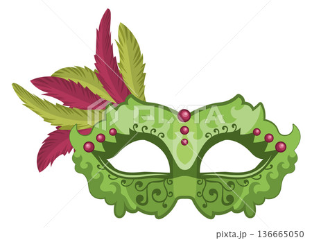 Opera mask. Decorative green face accessory icon 136665050