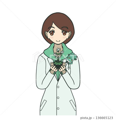 シロイヌナズナを持つ女性生物学者のイラスト 科学研究 シロイヌナズナを持つ女性生物学者のイラスト 科学研究 136665123