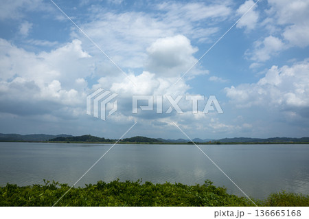 Bicycle path along the Geumgang River 136665168