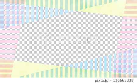 Striped and plain watercolor linear frame Striped and plain watercolor linear frame 136665339