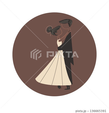 silhouettes of man and woman on dark background 136665391