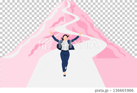 Illustration of a new graduate businesswoman full of hope 136665966