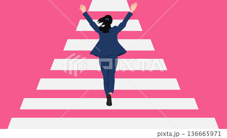 希望に満ち溢れた新卒のビジネスウーマンのイラスト 136665971