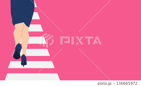 希望に満ち溢れた新卒のビジネスウーマンのイラスト 136665972