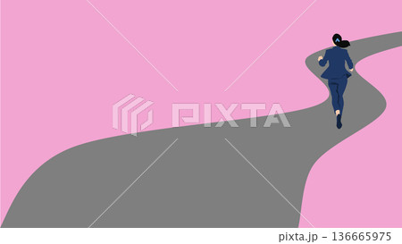 希望に満ち溢れた新卒のビジネスウーマンのイラスト 136665975