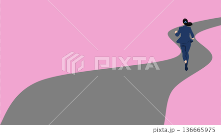 希望に満ち溢れた新卒のビジネスウーマンのイラスト 136665975