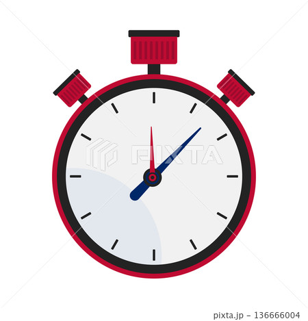 Red Stopwatch Icon Flat Vector Illustration Isolated On White Background	 136666004
