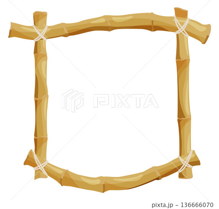 Decorative bamboo border. Natural wooden stick frame Decorative bamboo border. Natural wooden stick frame 136666070
