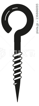 Hook screw black icon. Metal industrial fastener 136666093