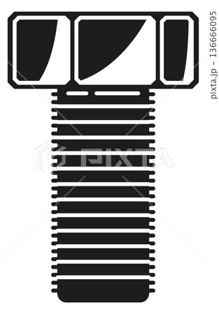 Bolt black silhouette. Hex metal fastener icon 136666095
