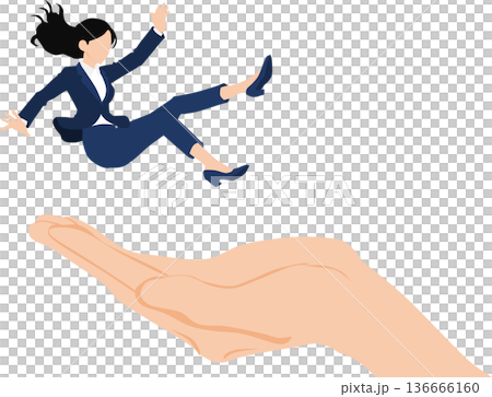危険回避をするビジネスウーマンのイラスト 136666160