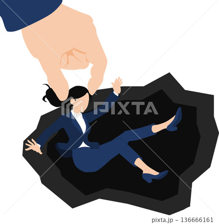 危険回避をするビジネスウーマンのイラスト 136666161