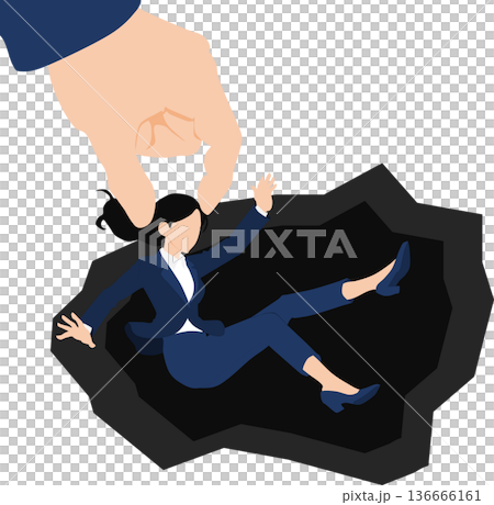 危険回避をするビジネスウーマンのイラスト 136666161