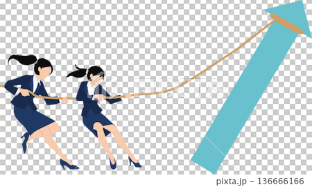 リスキリングに励むビジネスウーマンのイラスト 136666166