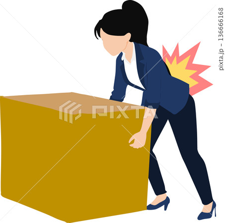 ぎっくり腰を発症した女性のイラスト ぎっくり腰を発症した女性のイラスト 136666168