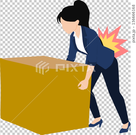 ぎっくり腰を発症した女性のイラスト ぎっくり腰を発症した女性のイラスト 136666168
