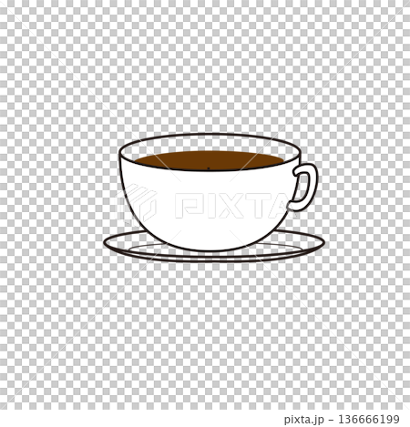 コーヒーカップのシンプル線画アイコン飲み物イラスト コーヒーカップのシンプル線画アイコン飲み物イラスト 136666199