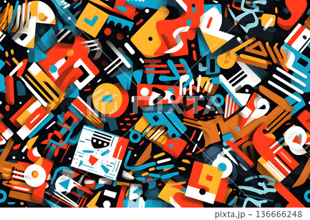 A cool seamless abstract doodle pattern inspired by 00s, neural network generated image 136666248