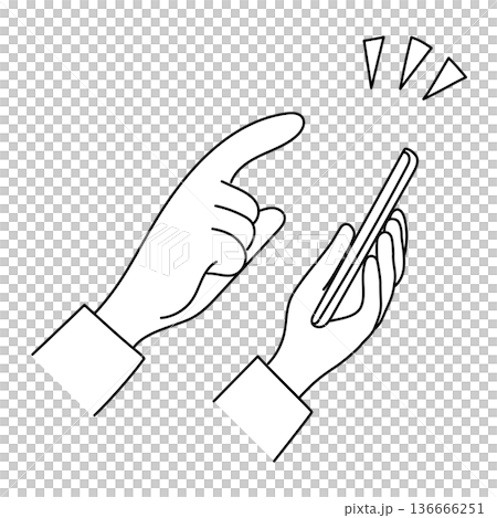 スマホをタップする手のアイコン シンプルなモノクロピクトグラム 136666251