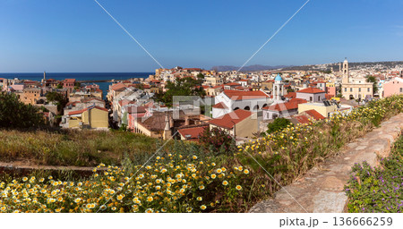 Panoramic View of Old Town and Harbor in Chania Crete Greece Panoramic View of Old Town and Harbor in Chania Crete Greece 136666259
