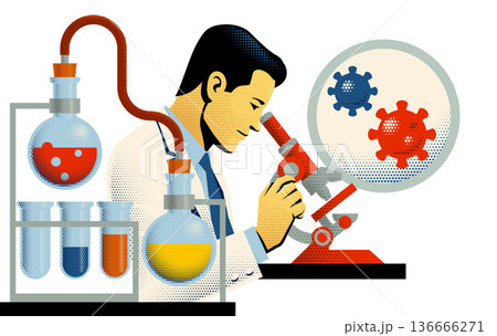 Retro Scientist Laboratory Research Illustration 136666271