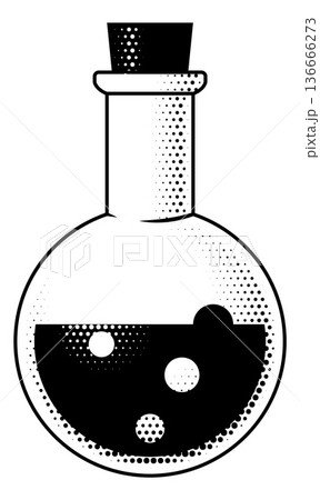 Flask Beaker Retro Science Icon Illustration 136666273