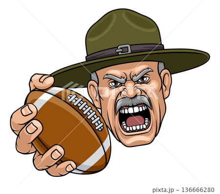 Drill Instructor Sergeant Bootcamp Football Mascot Drill Instructor Sergeant Bootcamp Football Mascot 136666280