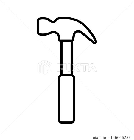 日曜大工や修理に使える金槌とハンマーの線画イラスト 136666288