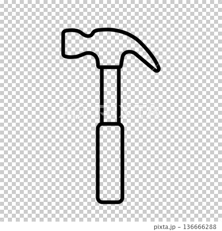 日曜大工や修理に使える金槌とハンマーの線画イラスト 136666288