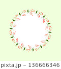 Floral Wreath with Red Berries Illustration 136666346