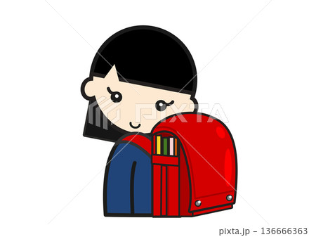 赤いランドセルを背負った小学生の女の子 赤いランドセルを背負った小学生の女の子 136666363