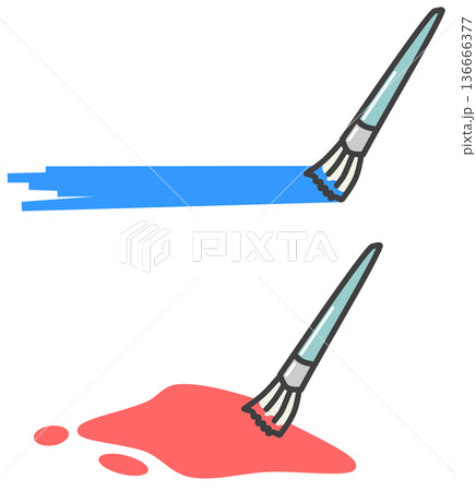 刷毛でカラフルな水性や油性塗料を塗装するペイントのイラスト 136666377