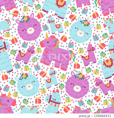 Colorful paper pinata seamless pattern....のイラスト素材 [136666431] - PIXTA