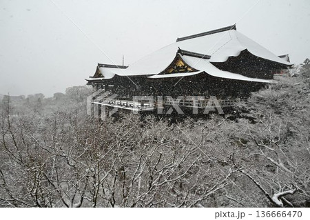 世界文化遺産 京都東山 清水寺 雪景色 世界文化遺産 京都東山 清水寺 雪景色 136666470