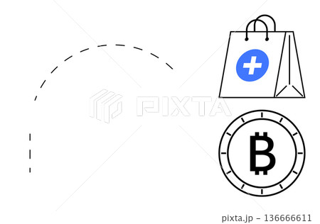 Cryptocurrency, online shopping, digital transactions, healthcare services, blockchain, e-commerce payment. ion of a Bitcoin symbol and a shopping bag with a healthcare icon. Cryptocurrency Cryptocurrency, online shopping, digital transactions, healthcare services, blockchain, e-commerce payment. ion of a Bitcoin symbol and a shopping bag with a healthcare icon. Cryptocurrency 136666611