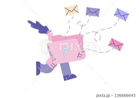Smiling woman with huge folder shared information Smiling woman with huge folder shared information 136666643